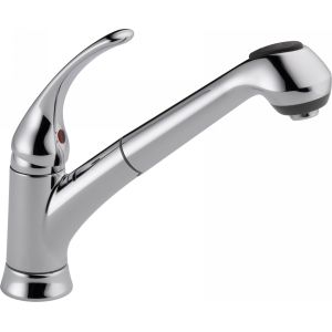 Delta Faucet B4310LF Foundations Single Handle Pull Out Spray Kitchen Faucet