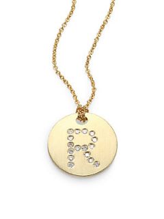 Roberto Coin Diamond and 18K Yellow Gold A Initial Necklace   R