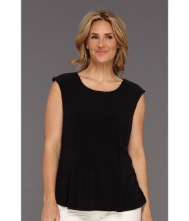 Calvin Klein Plus Size Solid Peplum Top Womens Short Sleeve Knit (Black)