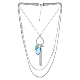 Womens Long Necklace   Silver/Blue