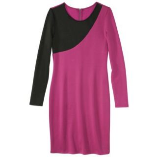 Mossimo Womens Asymmetrical Colorblock Scuba Dress   Sangria/Black S