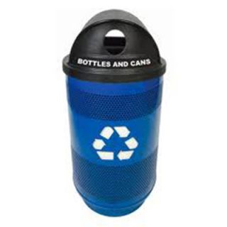 Witt Industries Recycle Ad Unit w/ Hood Top Lid & Plastic Liner, 1 Hole & 1 Slot Opening, Blue