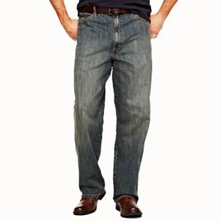 Lee Premium Custom Fit Loose Straight Jeans Big and Tall, Worn Stone, Mens