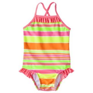 Circo Infant Toddler Girls Stripe 1 Piece Swimsuit   Rainbow 5T