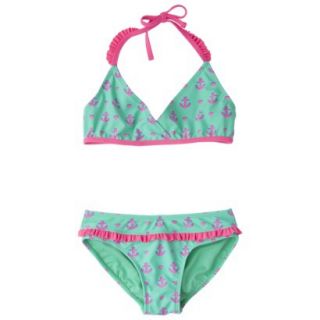 Xhilaration Girls 2 Piece Anchor Halter Bikini Set   Mint L