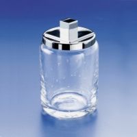 Windisch 88117 Universal Handblown Bubble Crystal Glass Q tip Jar