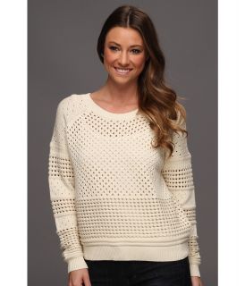 Halston Heritage Long Sleeve Crewneck Sweater with Hole Detail Womens Sweater (Beige)
