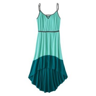 Merona Womens Knit Colorblock High Low Hem Dress   Sunglow Green/Turquoise   XL