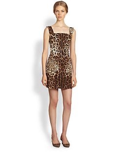 Dolce & Gabbana Leopard Print Apron Dress   Brown Print