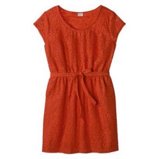 Merona Womens Plus Size Short Sleeve Lace Overlay Dress   Orange 3X