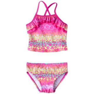 Circo Infant Toddler Girls 2 Piece Cheetah Tankini Swimsuit Set   Pink 12 M