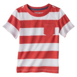 Cherokee Infant Toddler Boys Short Sleeve Rugby Striped Tee   Red 4T