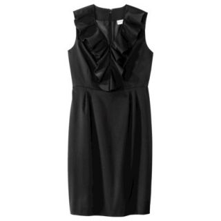 Merona Womens Twill Ruffle Neck Dress   Black   16