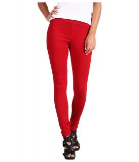 HUE Solid Color Original Jeanz Leggings Womens Casual Pants (Red)