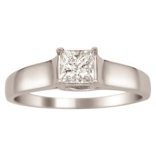 0.5 CT.T.W. Solitaire Diamond Certified Ring in 14K White Gold   Size 8