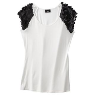 Mossimo Womens Faux Leather Disc Tee   White/Black S