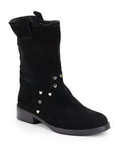 Suede Mid Calf Boots   Black