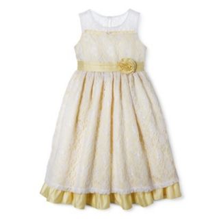 Rosenau Girls Lace Overlay Dressy Dress   8 Yellow