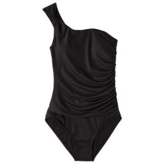 Clean Water Womens 1 Piece One Shoulder Swimsuit  Black M
