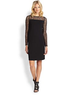 Eileen Fisher Lace & Jersey Dress   Black