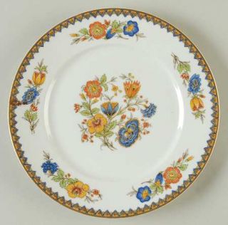 Chas Field Haviland Amiens Luncheon Plate, Fine China Dinnerware   Rust,Blue,Yel