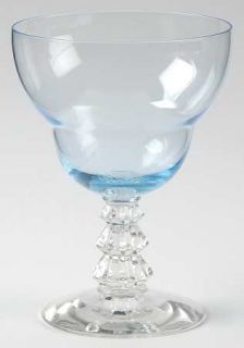Fostoria Rondel Blue Fostoria Water Goblet   Stem #6019, Blue    Bowl