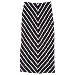 Mossimo Womens Knit Midi Skirt   Black/White Stripe S