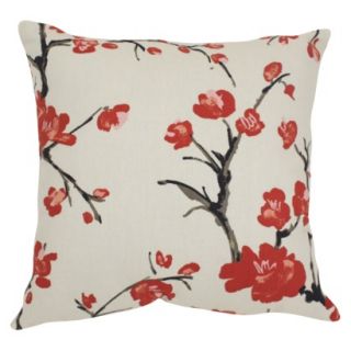 Flowering Branch Toss Pillow   Beige/Red (16.5x16.5)