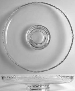 Indiana Glass Village Guild Torte Plate   Beaded Edge, Scalloped Base,Clear
