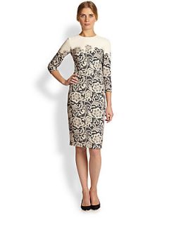 Dolce & Gabbana Lace Printed Cady Dress   Beige Print