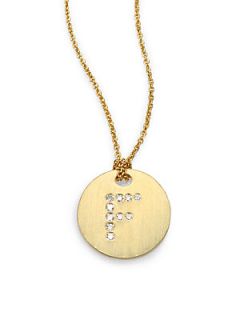Roberto Coin Diamond and 18K Yellow Gold A Initial Necklace   F