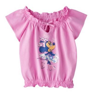 Disney Minnie Mouse Infant Toddler Girls Cap Sleeve Peasant Tee   Pink 5T