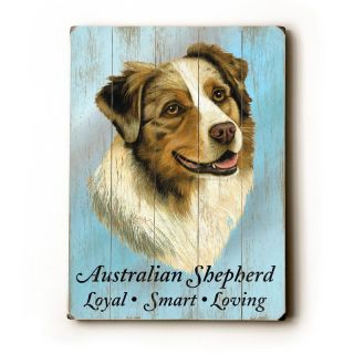 Artehouse Australian Shepherd Wooden Wall Art   14W x 20H in. Brown   0004 3061 