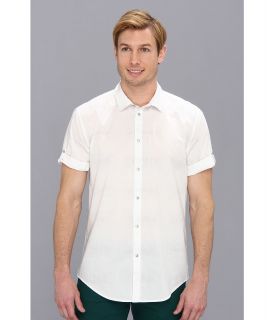 Calvin Klein Jeans S/S Dot Print Shirt Mens Short Sleeve Button Up (White)
