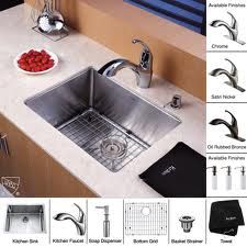 Kraus KHU10123KPF2210KSD30SN 23 inch Undermount Single Bowl Stainless Steel Kitchen Sink with Satin Nickel Kitchen Faucet and Soap Dispenser