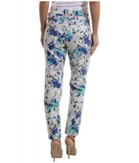 NYDJ Petite Alisha Fitted Ankle Watercolor Floral Fine Line Twill Womens Casual Pants (Gray)