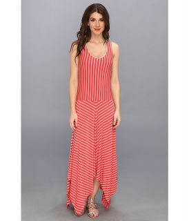 Calvin Klein Stripe Handkerchief Dress Womens Dress (Red)