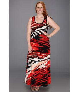 Calvin Klein Plus Size Sunset Stripe Bias Cut Maxi Dress Womens Dress (Multi)