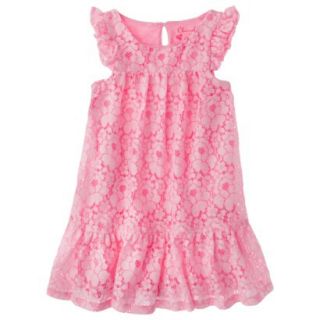 Cherokee Infant Toddler Girls Cap Sleeve Lace Shift Dress   Daring Pink 12 M