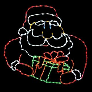 Brite Ideas Decorating 48 in. LED Santa with Gift Box Lighted Display   286