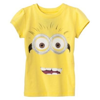 Despicable Me Infant Toddler Girls Short Sleeve Minion Face Tee   Yellow 4T