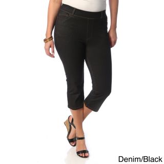 La Cera Womens Plus Size 5 pocket Denim Capri Pants
