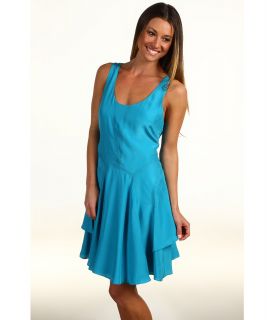 Cynthia Rowley Silk Tank Dress w/ Sport Stitched Panel Skirt Womens Dress (Blue)