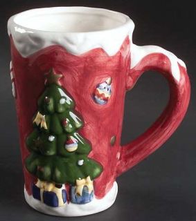 Gibson Designs Christmas Tree White (Brown Bear) Sculpted Mug, Fine China Dinner