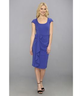 Badgley Mischka Bow Cap Sleeve Womens Dress (Blue)