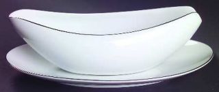 Style House Platinum Ring Gravy Boat & Underplate (Relish), Fine China Dinnerwar