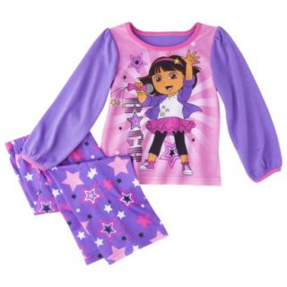 Dora the Explorer Toddler Girls 2 Piece Long Sleeve Pajama Set w/ Cape  
