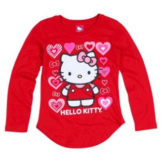 Hello Kitty Girls Long Sleeve Tee   Red L