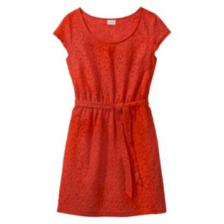 Merona Petites Short Sleeve Lace Overlay Dress   Orange SP