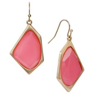 Womens Geometric Drop Earrings with Faceted Stone   Pink/Gold